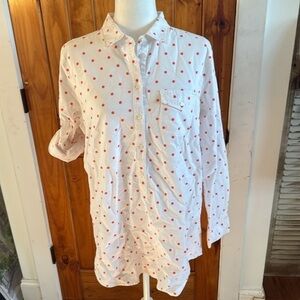 J Crew Factory white and red polka dot shirt size M